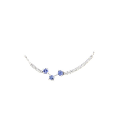 Blue Sapphire Diamond & Gold Dainty Necklace 