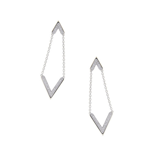 Chevron Danglers in White Gold And Diamonds