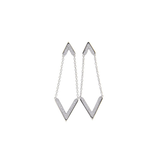 Chevron Danglers in White Gold And Diamonds