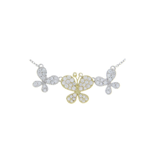 Butterfly Trio Diamond & 18K Gold Necklace 