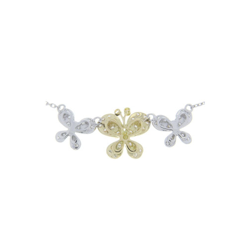 Butterfly Trio Diamond & 18K Gold Necklace 