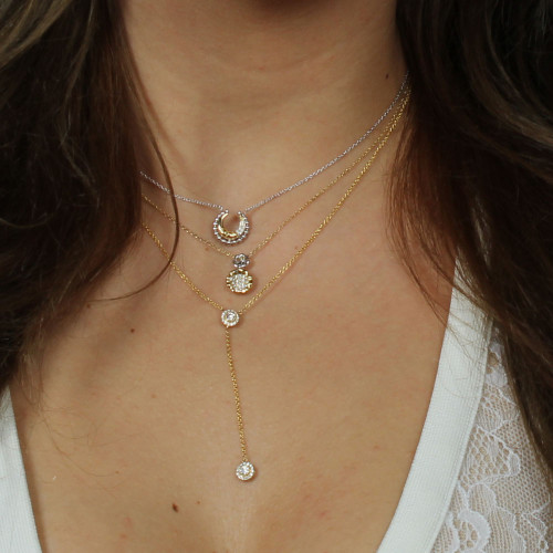 Enchanting Moon Necklace In 18K Yellow Gold & Diamonds