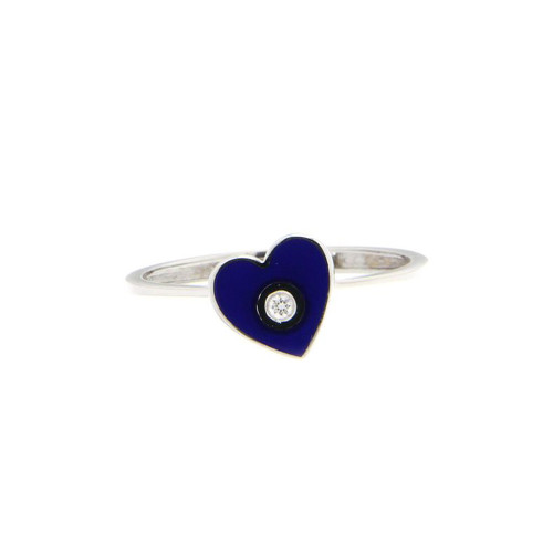 Enamel Heart Ring In Diamond and 18K Gold