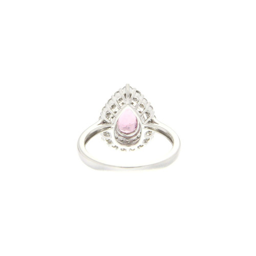 Pink Tourmaline and Diamond Tear Drop Ring