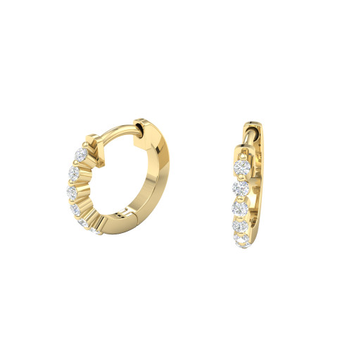 Petite Diamond Huggie Hoop Earrings 18K Gold