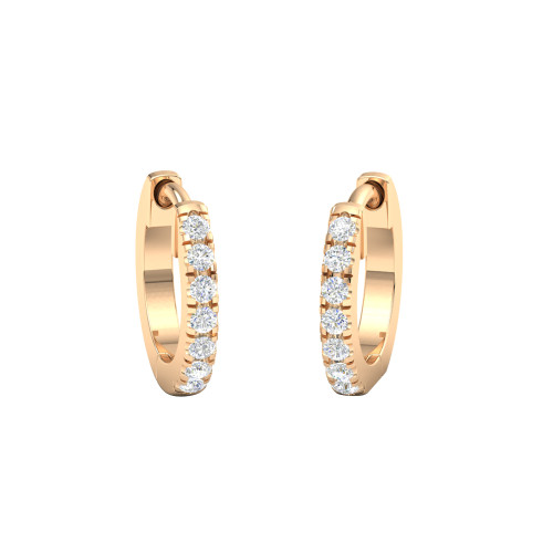 Petite Diamond Huggie Hoop Earrings 18K Gold