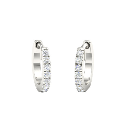 Petite Diamond Huggie Hoop Earrings 18K Gold