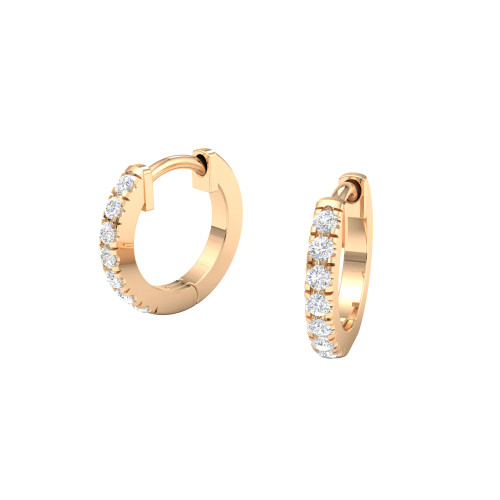 Petite Diamond Huggie Hoop Earrings 18K Gold