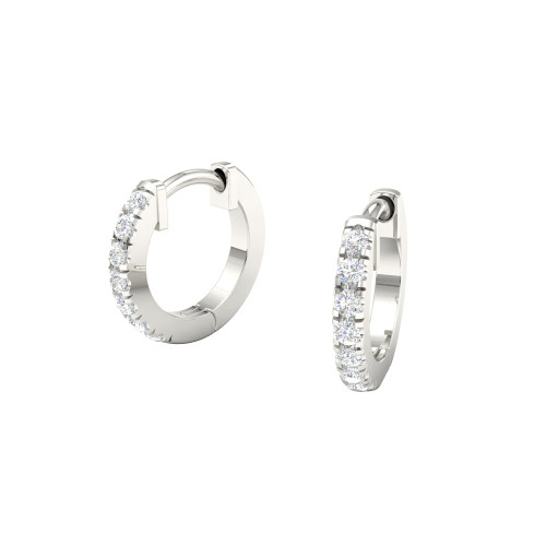 Petite Diamond Huggie Hoop Earrings 18K Gold