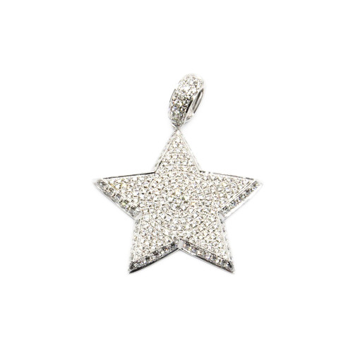 Diamond & 18K Gold Star Pendant In Micro Pave Setting