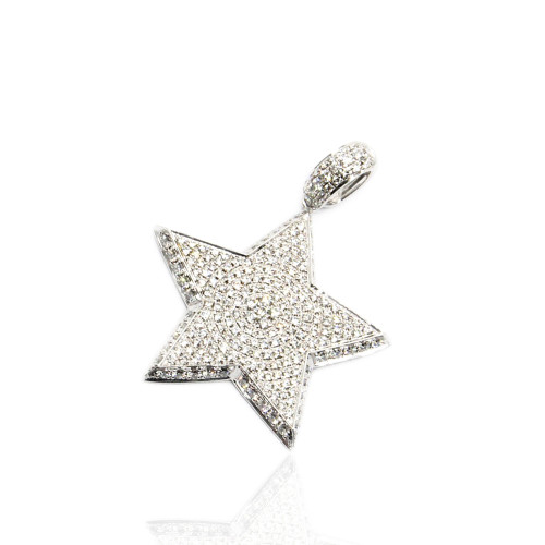 Diamond & 18K Gold Star Pendant In Micro Pave Setting