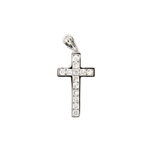 Channel Set Diamond And Gold Cross Pendant In 18K Gold