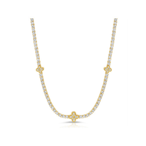 Gold And Diamond floral tennis necklace