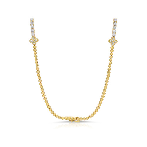 Gold And Diamond floral tennis necklace