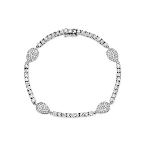 Rain Drop Diamond And Gold Tennis Bracelet