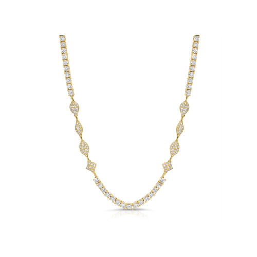 Geometric Diamond And 18K Gold Necklace