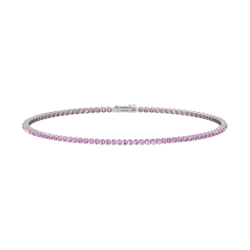 Single Line Ultra Light Tennis Bracelet In Pink Sapphire (1.50mm)