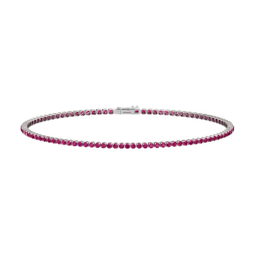 Single Line Ultra Light Tennis Bracelet In Ruby (1.50mm)