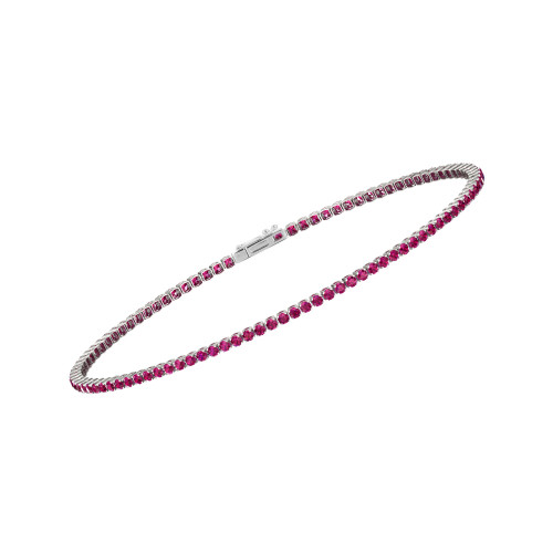 Single Line Ultra Light Tennis Bracelet In Ruby (1.50mm)