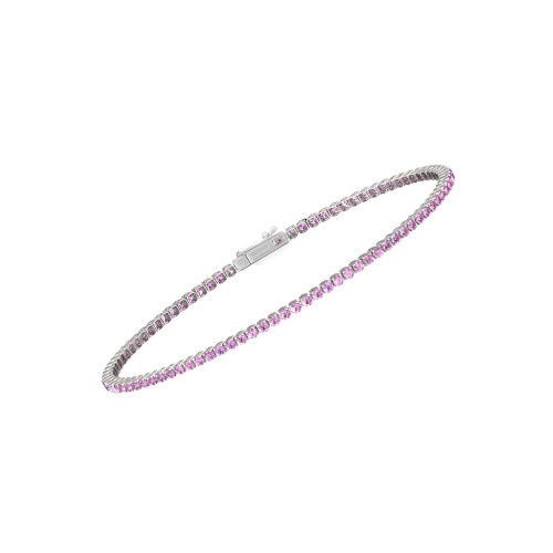 Single Line Ultra Light Tennis Bracelet in Pink Sapphire  (1.70mm)