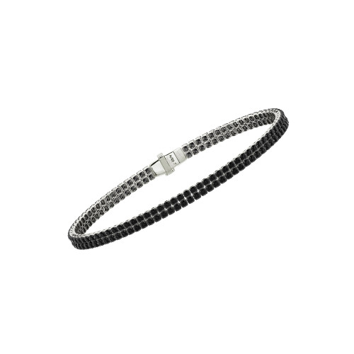 Double Line Ultra Light Tennis Bracelet in Black Diamond (1.70mm) 