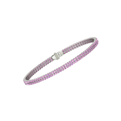 Double Line Ultra Light Tennis Bracelet in Pink Sapphire (1.70mm)