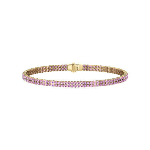 Double Line Ultra Light Tennis Bracelet in Pink Sapphire (1.70mm)