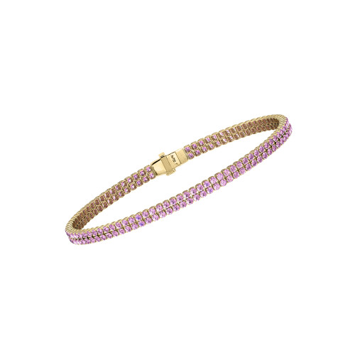 Double Line Ultra Light Tennis Bracelet in Pink Sapphire (1.70mm)