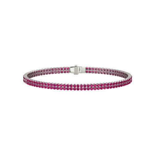 Double Line Ultra Light Tennis Bracelet in Ruby (1.70mm)