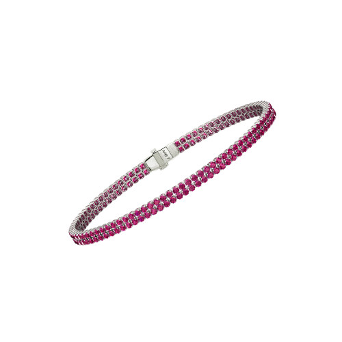 Double Line Ultra Light Tennis Bracelet in Ruby (1.70mm)