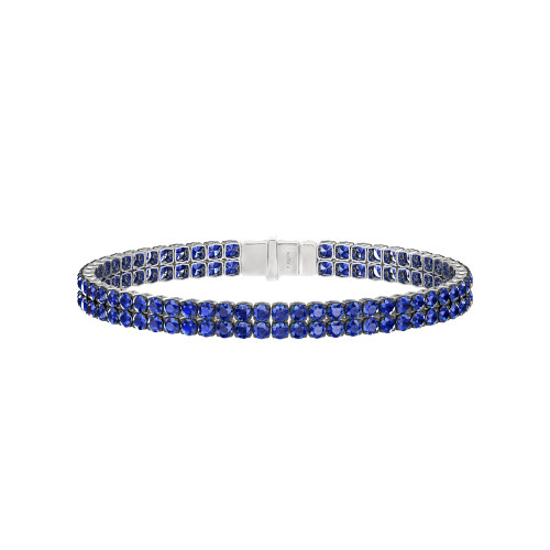 Double Line Ultra Light Tennis Bracelet in Blue Sapphire (2.70mm)