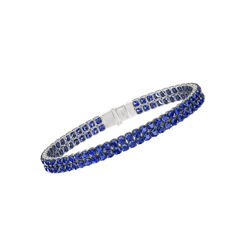 Double Line Ultra Light Tennis Bracelet in Blue Sapphire (2.70mm)