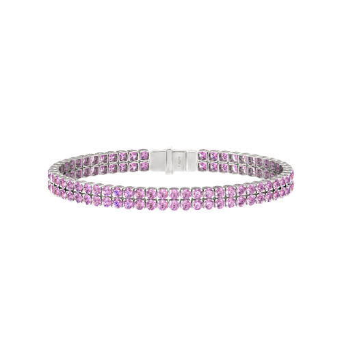 Double Line Ultra Light Tennis Bracelet in Pink Sapphire (2.70mm)