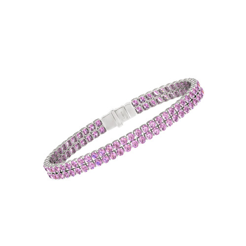 Double Line Ultra Light Tennis Bracelet in Pink Sapphire (2.70mm)