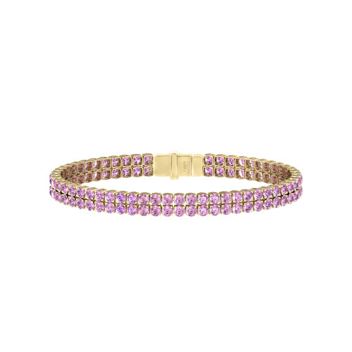 Double Line Ultra Light Tennis Bracelet in Pink Sapphire (2.70mm)