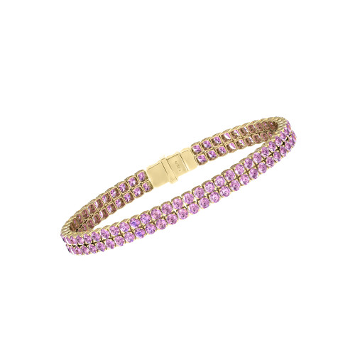 Double Line Ultra Light Tennis Bracelet in Pink Sapphire (2.70mm)