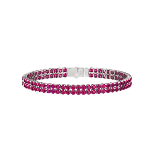 Double Line Ultra Light Tennis Bracelet in Ruby (2.70mm)