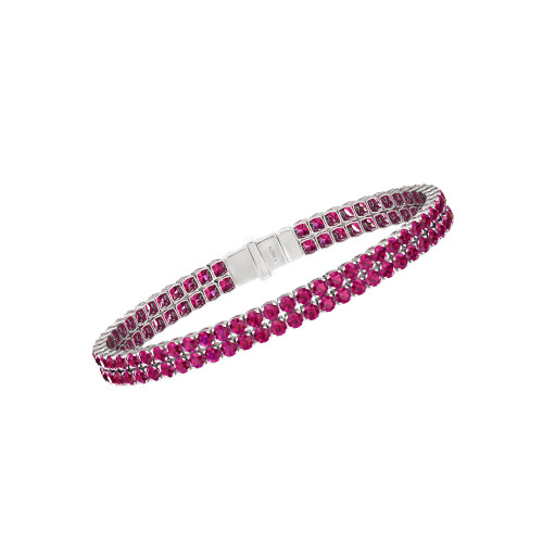 Double Line Ultra Light Tennis Bracelet in Ruby (2.70mm)