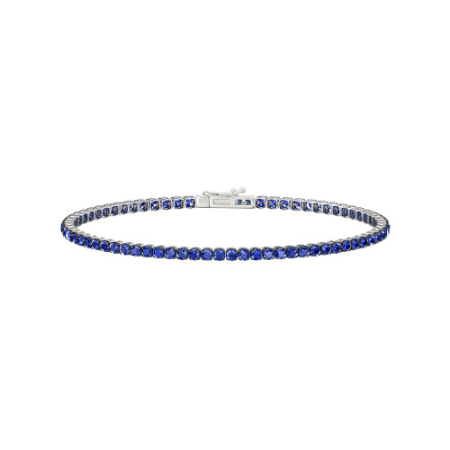 Single Line Ultra Light Tennis Bracelet In Blue Sapphire (2.10mm)