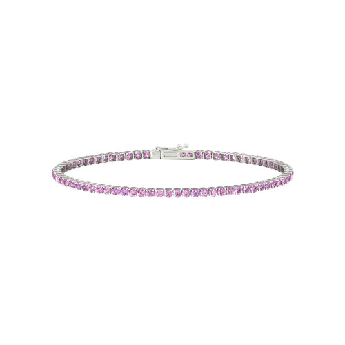 Single Line Ultra Light Tennis Bracelet In Pink Sapphire (2.10mm)