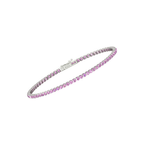 Single Line Ultra Light Tennis Bracelet In Pink Sapphire (2.10mm)