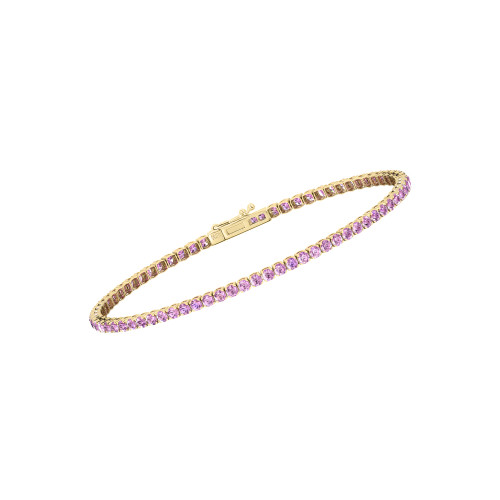 Single Line Ultra Light Tennis Bracelet In Pink Sapphire (2.10mm)