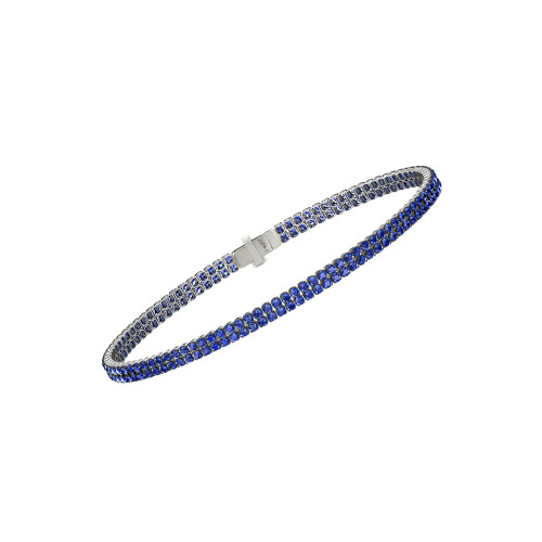 Double Line Ultra Light Tennis Bracelet in Blue Sapphire (1.50mm)