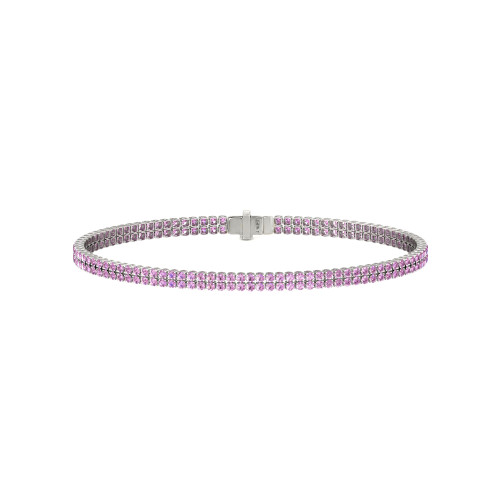 Double Line Ultra Light Tennis Bracelet in Pink Sapphire (1.50mm)