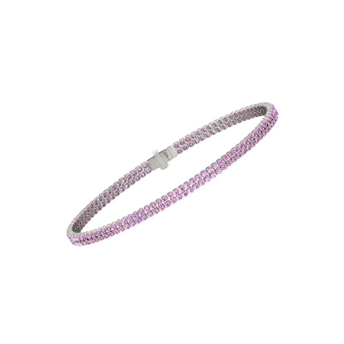 Double Line Ultra Light Tennis Bracelet in Pink Sapphire (1.50mm)