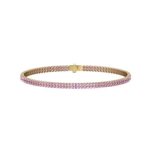 Double Line Ultra Light Tennis Bracelet in Pink Sapphire (1.50mm)