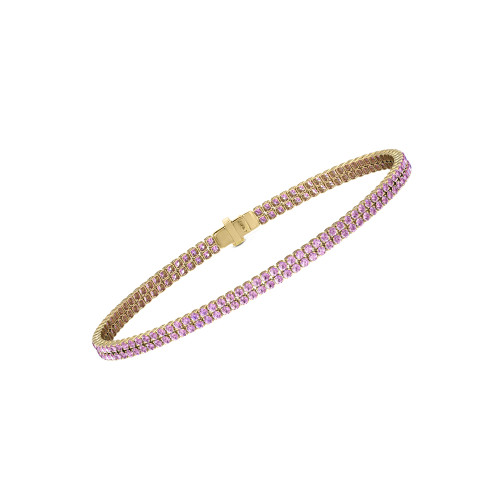 Double Line Ultra Light Tennis Bracelet in Pink Sapphire (1.50mm)