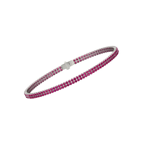 Double Line Ultra Light Tennis Bracelet in Ruby (1.50mm)