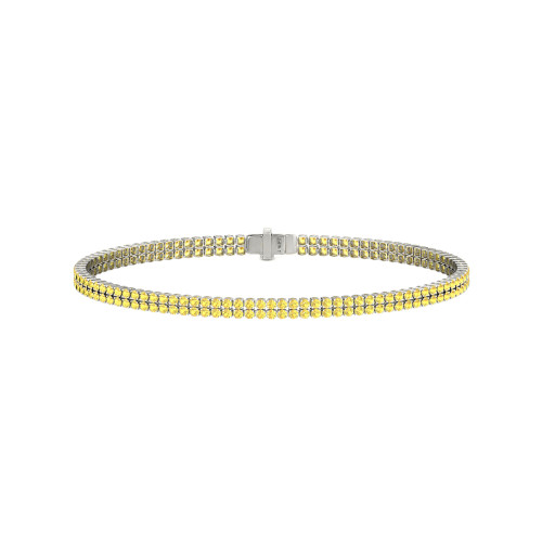 Double Line Ultra Light Tennis Bracelet in Yellow Sapphire (1.50mm)