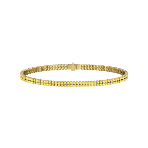 Double Line Ultra Light Tennis Bracelet in Yellow Sapphire (1.50mm)